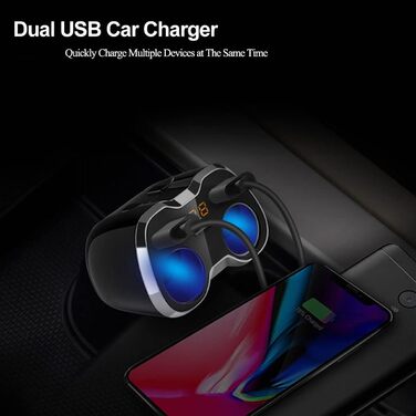 Автомобільний зарядний пристрій прикурювач розподільник адаптер розгалужувач тип C автомобільний зарядний пристрій 2 відділення ро