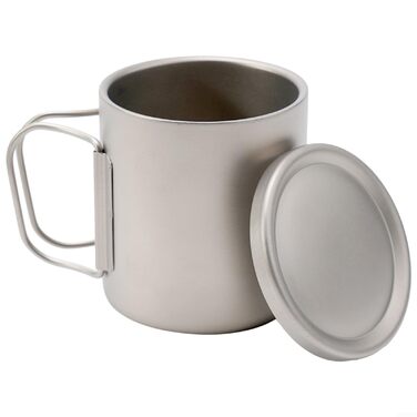 Двостінна кружка для води, 300 мл, ізольована кавова кружка з кришкою, термостійка, для кемпінгу, чаю, активного відпочинку, походів, подорожей, туризму, із застібкою-шнурком