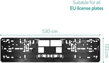 Тримач номерного знака Navaris - для номерного знака європейського стандарту 52 x 11см - Тримач автомобільного номерного знака - Тримач автомобільного номерного знака в чорному кольорі