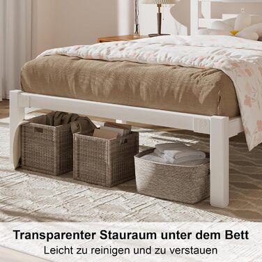 Ліжко 90200 см, металевий каркас ліжка з платформою, узголів&39ям та узніжжям, місце для зберігання речей під ліжком, рейкова основа не потрібна, легке складання, сучасне, біле 90 x 200 см