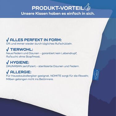 Від Bhmerwald - Cosy - 3-камерна подушка, м&39яка, 80 x 80 см, внутрішня частина 100 пір&39я, зовнішні камери 90 пух/10 пір&39я, підходить для алергіків, можна прати при температурі до 60C, виготовлено в Німеччині, 80 x 80 см, м&39яка підкладка