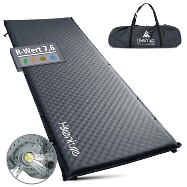 Самонадувальний килимок для сну HIKENTURE, пінопластовий кемпінговий матрац товщиною 5 см, самонадувальний повітряний матрац, зручний килимок для сну для кемпінгу, активного відпочинку, походів, подорожей, намету, темно-сірий