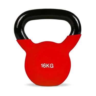 Класична чавунна гиря FFitness (16 кг), червона, з ергономічною ручкою для силових тренувань та кросфіту