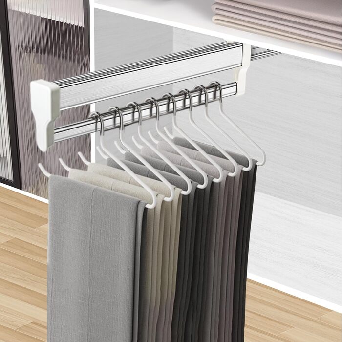 Висувна штанга для одягу для висування вішалок для одягу. Регульована телескопічна штанга для гардеробу, 347 мм, біла.