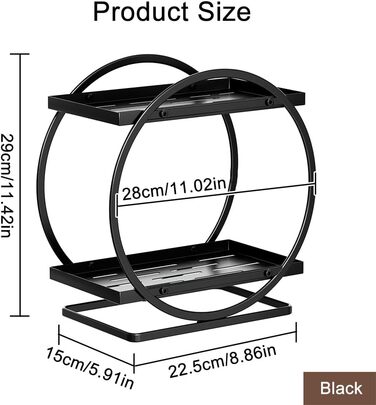 Органайзер для косметики, 2-рівневий, органайзер для стільниці у ванній кімнаті, засіб для догляду за шкірою, полиця для зберігання косметики, металевий, органайзер для парфумів для спальні, комод (чорний, круглий) Чорний круглий