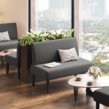 Кухонний диван Yaheetech 2-місний, лава, м&39який диван з вельветової тканини, подвійний диван без підлокітників, тканинний диван, диван-гойдалка для вітальні/передпокою/офісу, сірий