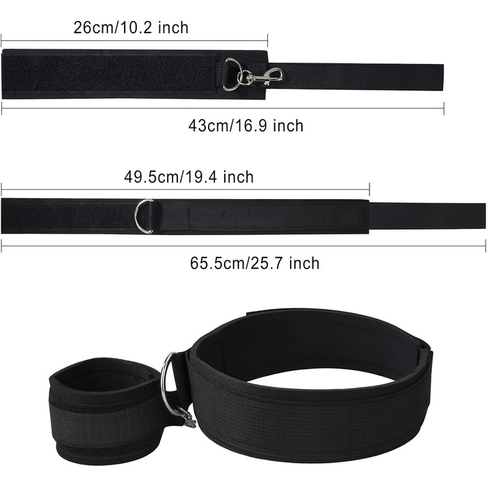 Бондаж Набір Наручники Стегна Регульований Обмеження Набір БДСМ Іграшка для Закоханих Пар Початківців і Професіоналів Чорний