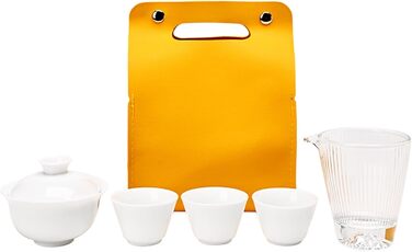 Чайний сервіз Гайвань, портативний керамічний набір для чаювання в стилі Гунфу з сумкою для зберігання, ідеальний для дому, подорожей, пікніків та декору.