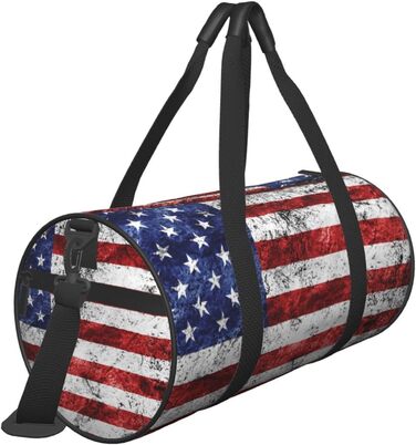 Спортивна сумка для подорожей, сумка на ніч, з принтом американського прапора, День Незалежності, 4 липня, чорна, універсальний розмір