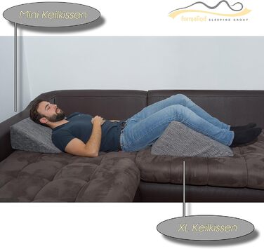 Фантастична міні-клинна подушка 60x40x20 см універсальна клиноподібна подушка. Подушка для читання для ліжка та дивана. Зручна спинка з чохлом, який можна прати. Формостійка рефлюксна подушка. Сірий меланж