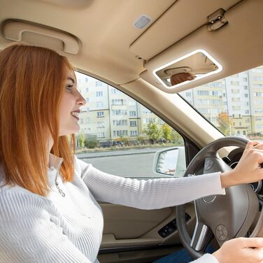 Дзеркало для макіяжу з підсвічуванням для автомобіля Універсальне автомобільне світлодіодне туалетне дзеркало Автомобільне туалетне дзеркало Сонцезахисний козирок дзеркало з 3 режимами освітлення USB-C Перезаряджається універсальне автомобільне туалетне д