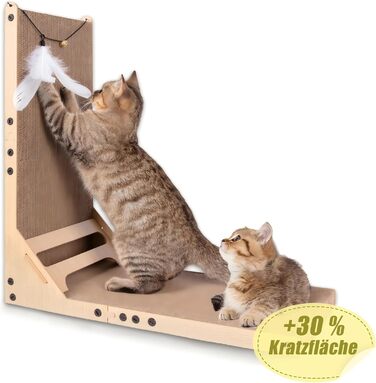 Когтеточка для котів Mora Pets, картонна когтеточка, збільшити, 59 см, когтеточки для котів, L-подібні когтеточки, високоякісні когтеточки з м&39ячиками, гофрований картон, когтеточки, меблі для котів, картонні когтеточки, розмір