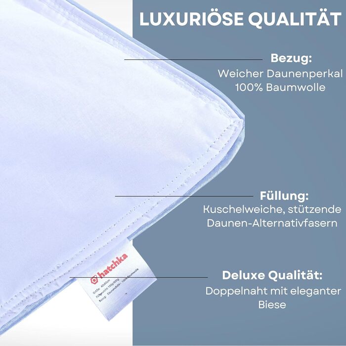 Подушка 40x80 - Високоякісний пуховий альтернативний наповнювач, пухнаста та добре наповнена подушка із застібкою-блискавкою, підходить для алергіків, високоякісна мікрофібра, Oeko-Tex та прання при 60C, 40x80 см, 1.0