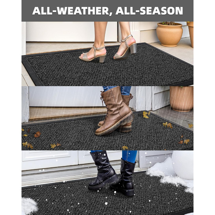 Килимок для вулиці COLOR&GEOMETRY брудозахисний килимок для використання всередині та зовні приміщень, стійкий до атмосферних впливів, міцний, миється ефективний брудозахисний килимок для вхідних дверей, входу, патіо, саду, темно-сірий 691 см (прямокутний