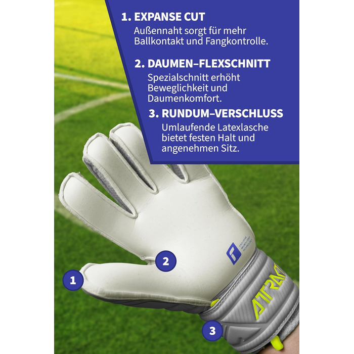 Воротарські рукавички Reusch Attrakt Grip Finger Support Junior Flexible для дітей та підлітків, футбольні рукавички із захистом пальців для всіх ігрових поверхонь та будь-яких погодних умов, сіро-жовті, розмір 6.5