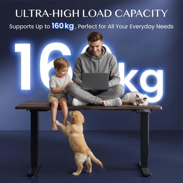 Стіл FLEXISPOT з регулюванням висоти, електрична рама столу з 2 потужними двигунами, супервантажопідйомність 160 кг, 3-рівнева телескопічна система, пам&39ять налаштувань, світлодіодний дисплей висоти (PRO Black) PRO король продуктивності з вантажопідйомн