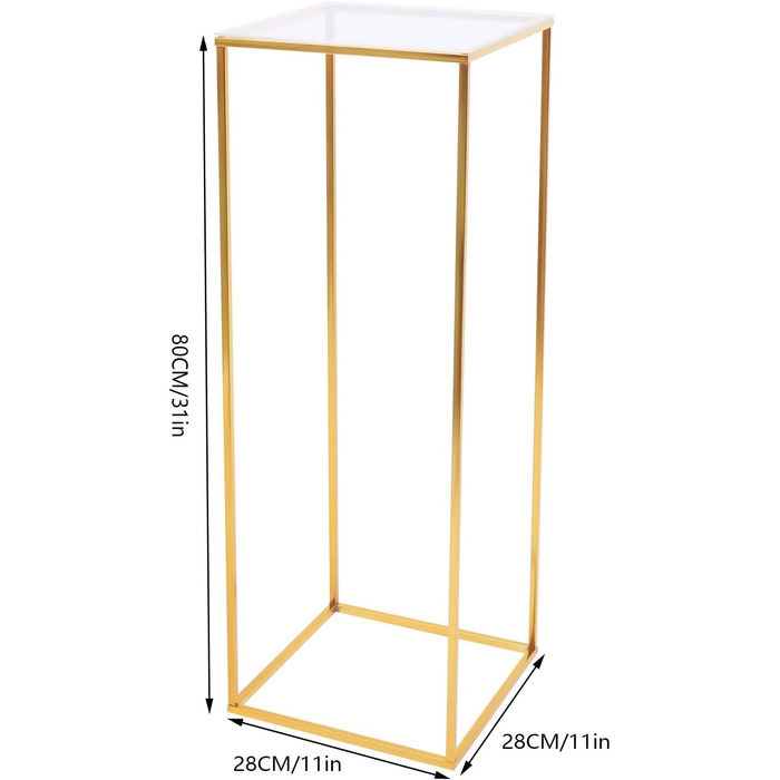 Золота підставка для квітів весільна з акриловою пластиною металева підставка для рослин підставка для квітів підставка для рослин весільна прикраса золото (28*28*80см) 28*28*80см