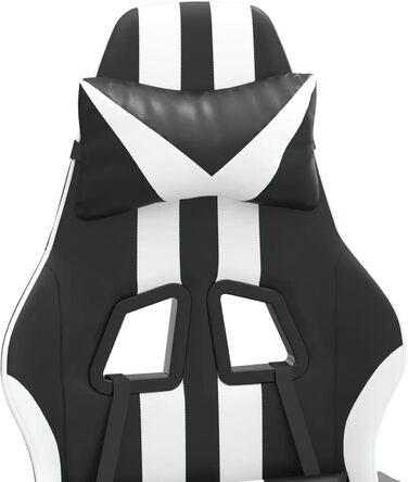 Геймерське крісло з функцією відкидання, штучна шкіра чорний/білий, 57,5x59,5x121-131 см, для ігрового досвіду Модель 3143823