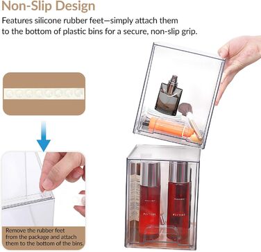 Штабелюваний органайзер для косметики та зберігання, прозорі акрилові шухляди для косметики з ручками для туалетного столика, під стільницею, кухонних шаф, комори, організації дому та зберігання, 2 шт.