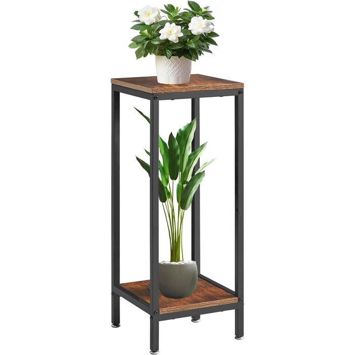 Підставка для квітів IBUYKE на 2 рівні, дерев&39яна підставка для рослин висотою 76 см, сучасна квадратна підставка для квіткових горщиків, драбина для декору вітальні, балкону, сільського коричневого кольору TMJ071H, сільського коричневого кольору, прямо