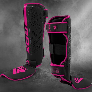 Щитки для гомілок RDX для кікбоксингу, бойових мистецтв, тренувань з муай-тай, шкіряні щитки для тайського боксу Maya Hide, захисні накладки для спарингу, боксу, крав-мага, ММА, карате, тхеквондо, рожеві, XL