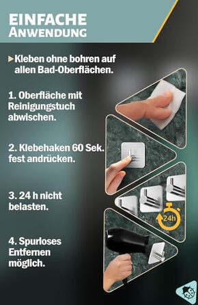 Рушникосушка Menz без свердління НАБІР 6 - гачки для рушників ванна з нержавіючої сталі, класичні функціональні гачки самоклеючі -