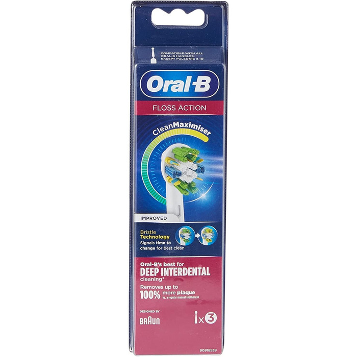 Щітки Oral-B FlossAction з технологією CleanMaximiser, 3 шт. и білі 3 шт. и (1 упаковка)