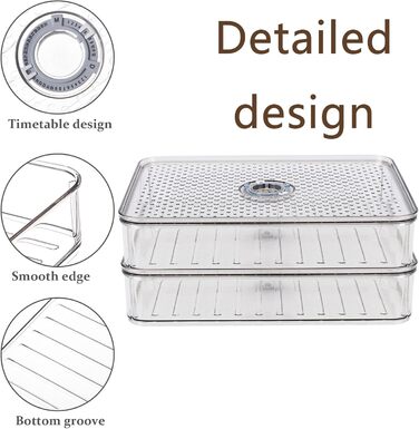 Двошарова коробка для сиру з кришкою контейнер для зберігання сиру, що штабелюється, прозора коробка для зберігання сиру, ковбас, ковбас та інших продуктів у холодильнику, двошаровий контейнер для зберігання сиру на кухні