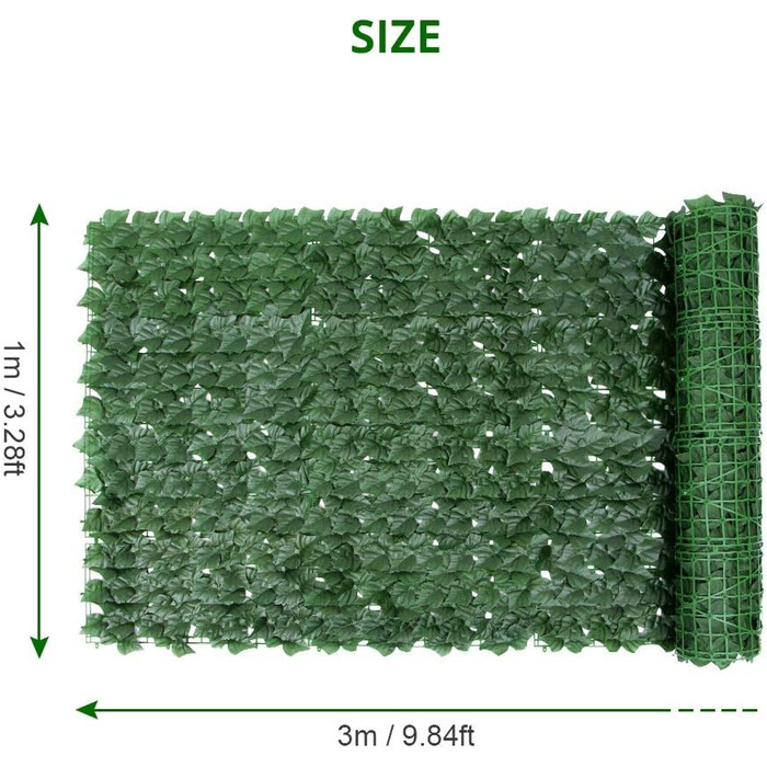 Живоплоти зі штучного плюща Ahageek Екран конфіденційності, огорожа Екран конфіденційності з листям Панелі Рулон для садових живоплотів Балкон Зовнішнє оздоблення 100x300см
