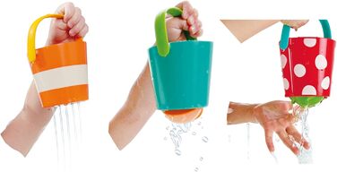 Барвистий набір відер Hape Різнокольорова іграшка для купання з водяним колесом для малюків із трьох частин