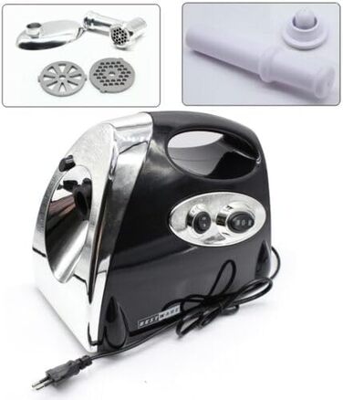 Чорна м'ясорубка електрична, 2800 Вт М'ясорубка з ковбасним наповнювачем Мультипроцесор 3 в 1 м'ясорубка з нержавіючої сталі М'ясо