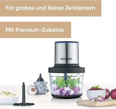 Акумуляторний універсальний подрібнювач, мультишредер для грубого та дрібного подрібнення, подрібнювач з широким набором аксесуарів, нержавіюча сталь чорного матового/матова, KM 3866