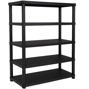 Пластиковий стелаж Ondis24 антрацитового кольору, 120 x 40 x 180 см міцний стелаж без болтів з 5 полицями, 60 кг на полицю полиця для зберігання, полиця для підвалу, полиця для майстерні, полиця для зберігання в гаражі та коморі