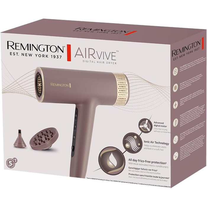 Фен для волосся легкий, довговічний безщітковий цифровий мотор 110 000 об/хв 2 насадки дифузор та концентратор (іонна технологія & Anti-Frizz, 12 режимів нагріву та швидкості) EC8930