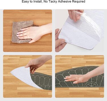 Килимових покриттів для сходів, нековзні, без клею, виготовлені з TPR, із самопоглинаючою основою, накладки на сходинки з напівкруглим візерунком, легко очищаються для гвинтових сходів, безпечні, із загнутими краями, сірі, 5