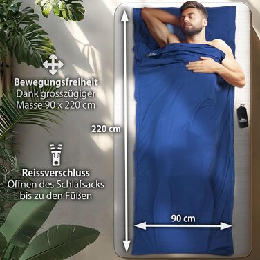 Підкладка для спального мішка Outdoro - лише 210 г, виготовлена з інноваційної мікрофібри Microlight - Ультралегкий дорожній спальний мішок - маленький, тонкий та компактний - підкладка, дорожнє простирадло