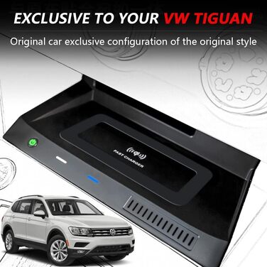 Бездротовий зарядний пристрій Singkin, сумісний з VW Tiguan 2018 2019 2020 2021, 15 Вт швидка зарядка мобільного телефону для пане