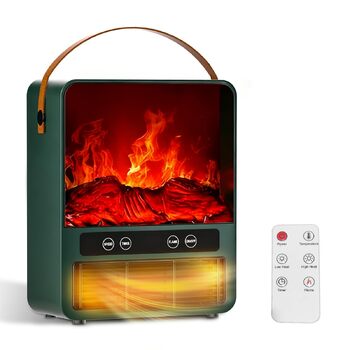 Енергозберігаючий керамічний вентилятор-обігрівач, дизайн каміна 3D ефект полум&39я, електричний нагрів 1500 Вт, 3 режими нагріву, тиха робота 34 дБ, пульт дистанційного керування, невеликий вентилятор-обігрівач для ванних кімнат