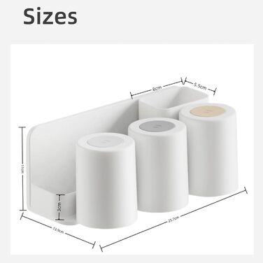 Тримач зубної щітки електрична зубна щітка, підставка чашки для зубної щітки без свердління, самоклеюча настінна підставка для зубної щітки з 3 чашками для зубних щіток, для різних зубних щіток, зубних паст і гребінців