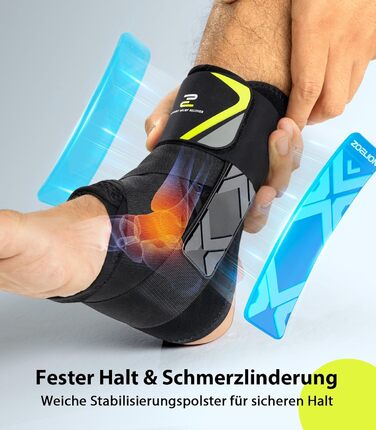 Бандаж для гомілковостопного суглоба швидкого застібання з автоматично формуваними стабілізуючими накладками, облягаючий бандаж для чоловіків та жінок, бандаж для гомілковостопного суглоба при розтягненнях, відновлення після травм, спортивний, розмір S Чо