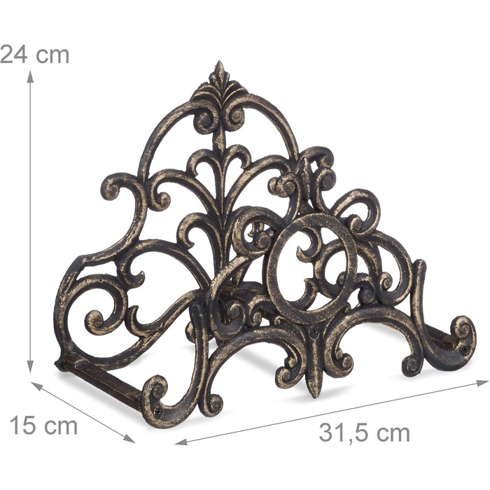 Тримач для садового шланга Relaxdays у вінтажному стилі, настінний, для 20м шланга, чавун, бронзовий колір