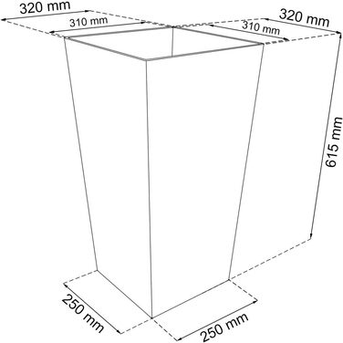 Літрова каструля зі вставкою 32,5 x 32,5 x 61 см кольору темної охри 49 л, 49-