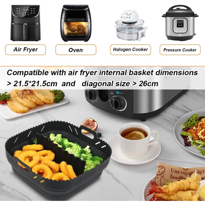 Силіконова форма BYKITCHEN для фритюрниці Ninja Speedi ON400EU/COSORI 5.5 л, аксесуари для фритюрниці для Philips XL 6.2 л, форма для випічки аерофритюрниці з роздільниками для Cecotec/Princess/Tefal