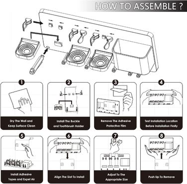 Тримач для зубної щітки simpletome Настінна електрична зубна щітка Регульований органайзер для зубної пасти Тримач для ванної кімнати Набір для зберігання (білий)