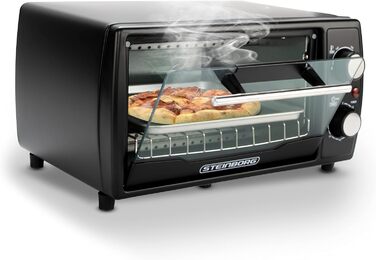 Міні-піч Ecosa 1000 Вт 10 літрів з деком для випікання та решіткою для гриля Піч для піци 90-230C Таймер на 60 хв Відкидний піддон для крихт Міні піч Духова шафа Маленька духова шафа