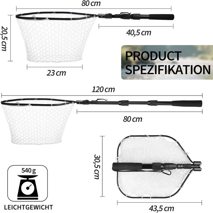 Телескопічний рибальський підсак, гумований рибальський сітка, складний підсак, сітка для ставка, сітка для коропа, рибальська сітка, гумова сітка для прісноводного/солоного риболовлі, рибальські аксесуари 120 см