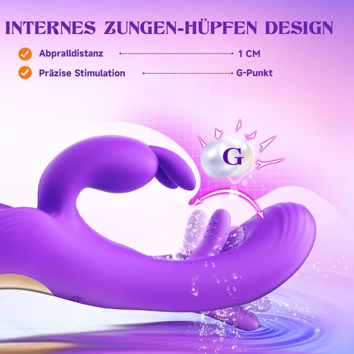 Вібратор для жінок Glanvoo, стимулятор точки G та клітора, 7 режимів, фіолетовий