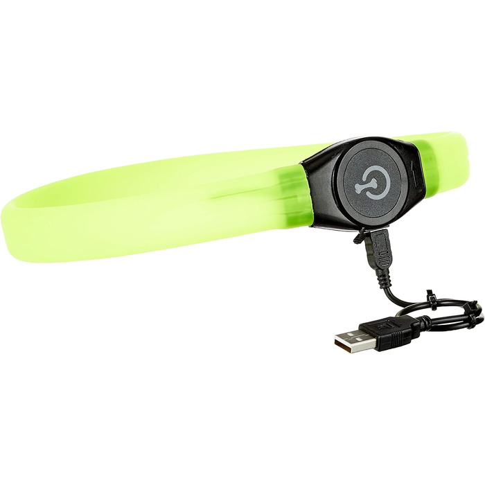 Нашийник світловідбиваючий Kerbl Maxi Safe LED для довгошерстих собак, зелений, 65x2,5 см