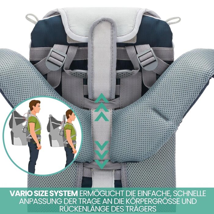 Переноска Fillikid - люлька на спині із захистом від сонця, поясом, дитячим рюкзаком і відділеннями для зберігання - рюкзак для по