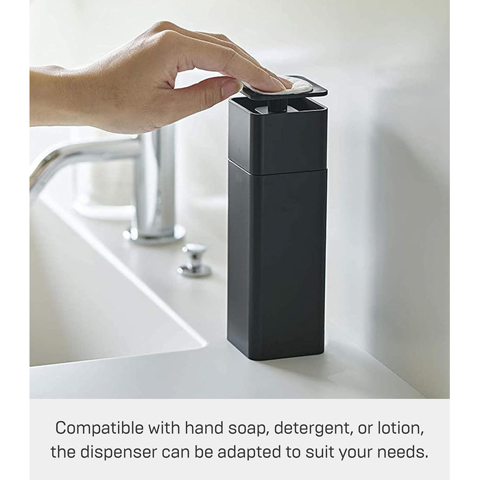 Баштовий дозатор мила під тиском, чорний, смола PETG/поліпропілен/поліетилен/силікон, мінімалістичний, 5,5 x 5,5 x 18,5 см, 5214